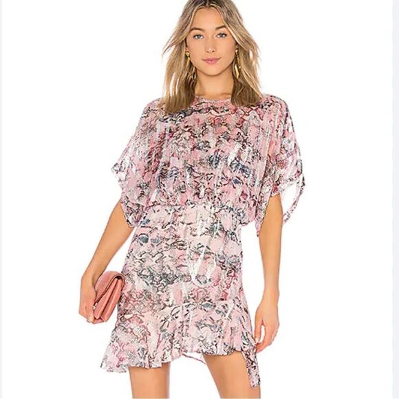 REVOLVE Dresses & Skirts - NWT IRO Wobam Printed Metallic Fil Coupé Silk Mini Dress Pink FR 34/ XS Revolve